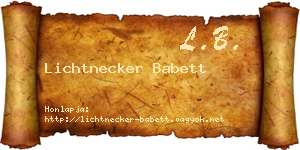 Lichtnecker Babett névjegykártya